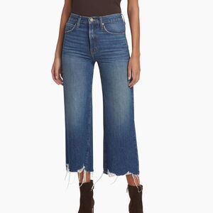 Frame Relaxed Straight-Fit Crop Chewed Hem Jeans Sz 27